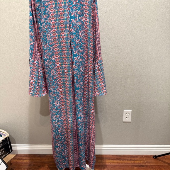 BCBGMAZAZRIA  Long Cardigan Size Large  Long Pink Blue Boho Duster Kimono - Picture 6 of 7